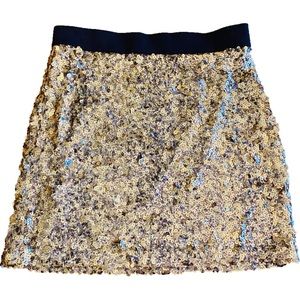 INC International Concepts Gold Sequin Mini Skirt Size Small 8